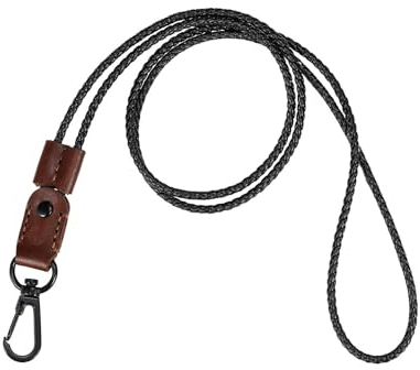 Lanyard Schlüsselband Lang, Leder Lanyard Umhängeband mit Metall Ring und Schlüsselanhänger für Schlüssel, Ausweiskartenhalter (Kaffee)