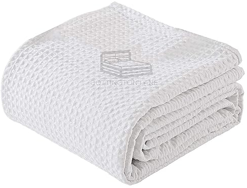 100 % superweiche PremiumBaumwolldecke, ringgesponnene Baumwolle, Thermodecke, atmungsaktiv, Waffelgewebe, Decke, 60 x 80 cm, Größe für Heimdekoration, perfekt für Schichten jedes Bett,