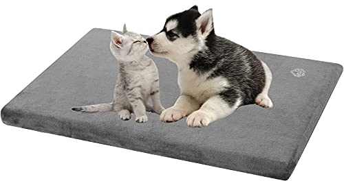 EMPSIGN Hundebett kleine Hunde Hundekissen Waschbar, Hundebett Wasserdicht S 59x41x7.6cm, Hundekissen passend für Käfige, Hundematte mit Abnehmbarem und waschbarem Bezug für kleine Hunde, Grau