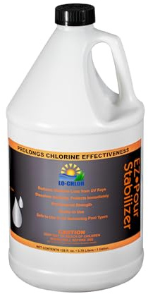 Lo-Chlor EZ-Pour Stabilisateur de chlore pour piscine, acide cyanurique liquide, réduit la perte de chlore due aux rayons UV, pour tous les types de désinfectants et de piscine au sel, 3,7 g