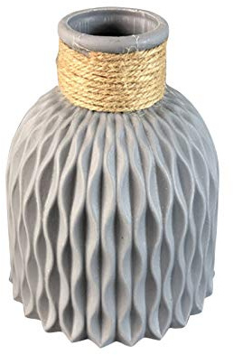 Moderne Dekorative Blumenvase, Geometric Origami Vase Flower Arrangement Groß Vase Deko, Desktop Ornament Kunststoff Vase für Küche Wohnzimmer Schlafzimmer (Grau)