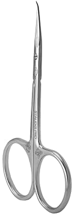 STALEKS Pro - Forbici Professionali per Pelle Cuticole, Maniglia Curva, Lunghezza Impugnatura Corta S (Lunghezza Lama - 25mm, Forma a Gancio) Exclusive 21 Type 2 (Design: Fior di Magnolia) SX-21/2m