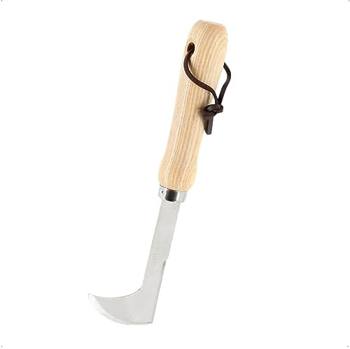 Rekord Fugenreiniger (Edelstahl) mit Holzgriff und Aufhängeband Länge: 25 cm, Fugenkratzer, Unkrautentferner, Unkrautkratzer, Unkrautmesser, Plattenfugenreiniger