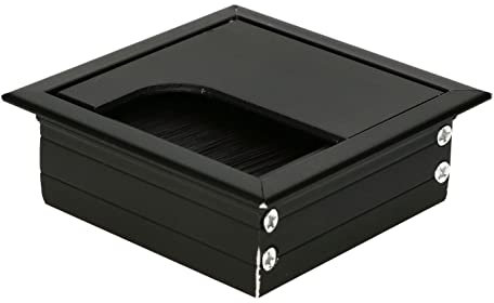 KOTARBAU® Passe-câbles, en aluminium, 80 x 80 mm, pour meubles, noir, rectangulaire, anodisé