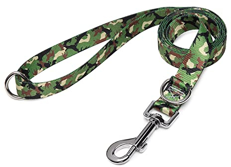 Suredoo Hundeleine Verstellbare, Weich & Komfort Nylon Haustier Trainingsleine mit Doppel-D-Ringfür Kleine Mittlere Große Hunde, 120cmx2cm (Camo Grün)