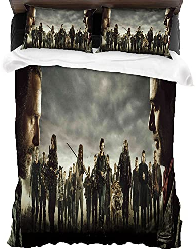 ANSSON Negan Muster Bettwäsche-Sets,TWD Bettbezug für Erwachsene,Weiche Flauschige Kinder Mikrofaser Bettwäsche mit 2 Kissenbezug (135x200cm+80x80cmx2, Negan4)
