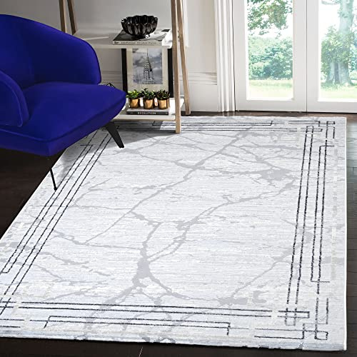 SANAT Teppiche für Wohnzimmer - Harmony - Kurzflor Teppich, Geeignet für Flur, Esszimmer, Schlafzimmer, Küche und Kinderzimmer Öko-Tex 100 Zertifizier - Liner-Hellgrau, 80X300 cm