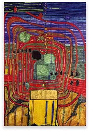 Friedensreich Hundertwasser berühmte Gemälde Leinwanddruck (460) Reproduktion Leinwandbild für Heimdekoration, 80 x 136 cm, rahmenlos