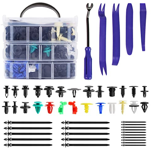 DOCAS 935PCS Clips Remaches Plástico coche, Universales Grapas Coche,Carrocería de coche Puerta del Parachoques Fender Liner Sealing Strip Clips Fijos con Herramienta de Desmontar (estilo 4）