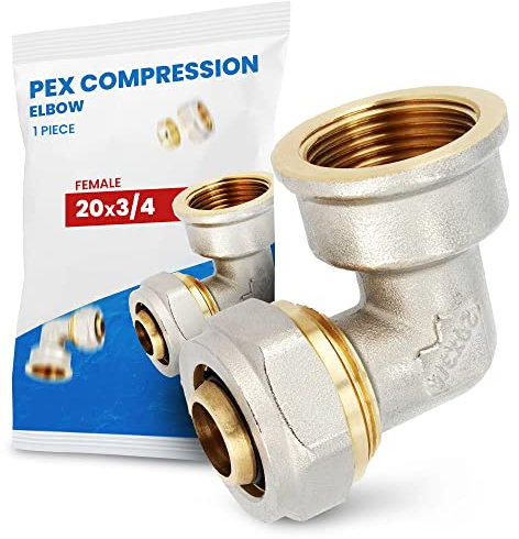 Codo Conector Angular 20 x 3/4'' RH Compresión para PEX-AL-PEX Latón Wärmer System Atornillado Acoplamiento Roscado