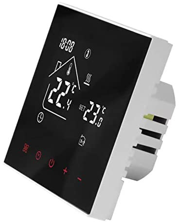 Termostato digital para habitación, pantalla LED, regulador de temperatura programable semanalmente para calefacción eléctrica por suelo radiante (negro, calefacción eléctrica por suelo radiante 16 A)