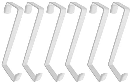 TYPHEERX 6 Pcs Over Door Hooks Z Shaped Heavy Hanging Wardrobe Hooks for Kitchen Bedrooms, White