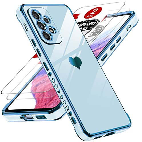 LeYi Coque pour Samsung Galaxy A53 5G avec 2 Verre Trempé, Etui Silicone Anti-Rayures, Housse de Protection Souple TPU, Coque Antichoc Mince pour Samsung Galaxy A 53 5G - Bleu