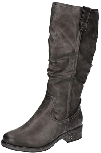 MUSTANG Damen Stiefel Langschaft Raffung Blockabsatz 1293-602, Größe:38 EU, Farbe:Grau