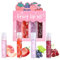 Fruchtig Lipglosse Obst Geschmack Feuchtigkeitsspendende Lippenstifte, Transparente Farblose Prallere Lippenlotion Rollende Kugel Lippenöl flüssiger Lippenstift für Fuller Hydratisiert Lippen (4PCS)
