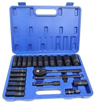 US PRO Tools 22pc 1/2 DR Deep Impact Socket Set 8-32mm 6 Point 3986