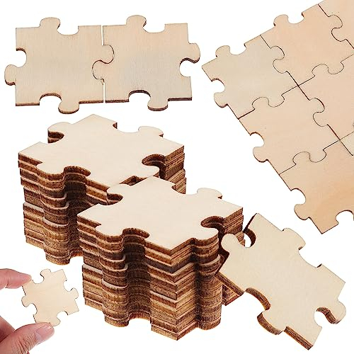 Toddmomy 100 Stück Leeres Holzpuzzle Unvollendete Leere Puzzleteile DIY-Puzzle Für Bastel- Und Kunstprojekte