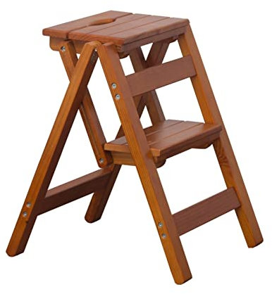 Escalera Plegable de Madera de 2 peldaños Taburete Escaleras de Madera Interior Exterior Portátil Multiusos Soporte para Plantas Escalada Escaleras para Cocina Oficina en el hogar