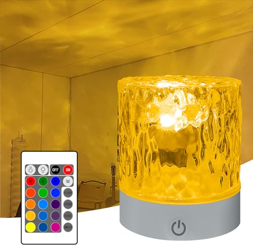YATOSEEN Wasserwellen Lampe, 16 Farben Rotierende Dynamische Wellen Deckenprojektion Stimmungslicht mit Touch-Bedientaste und Fernbedienung für Schlafzimmer/Party