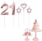 21st Birthday Candles Rose Gold Number 21 Candles for Birthday Cake with Heart-Shaped Candles, Rose Gold 21 Candles for Cake Birthday Cake Topper Decorations for Girls Birthday Party