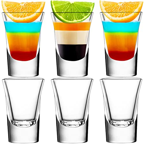 SuproBarware 6er Schnapsgläser 35ml/3.5cl, Shotgläser, Shot Gläser für Tequila, Wodka, Ouzo, Likör etc. Idee für Party. Spülmaschinenfest.Transparent…
