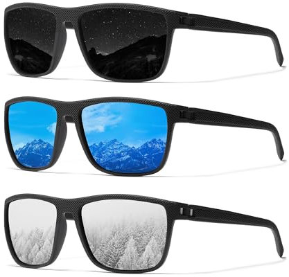Ninesun Klassische quadratische Sonnenbrille für Damen und Herren, leichte polarisierte Autofahrer-Sonnenbrille mit UV-Schutz (Schwarz/Blau/Silber)