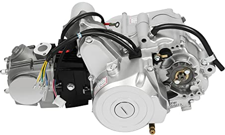 125cc 4-Takt Engine Motor,Elektrischer Start 3+1 Rückwärts,3 Gang ATV Motor Kit Einzylinder Luftkühlung Motor Go Kart Motor Bausatz Halbautomatisch für Pitbike Dirtbike ATV Buggy