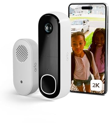 Arlo 2K HD Video Türklingel Mit Kamera & Türgong Kabellos, WLAN Doorbell, Bewegungsmelder, 2-Wege-Audio, Ring Sirene, Haustür Nachtsicht, Smart, Alexa Kompatibel + Arlo Secure Plan Testzeitraum