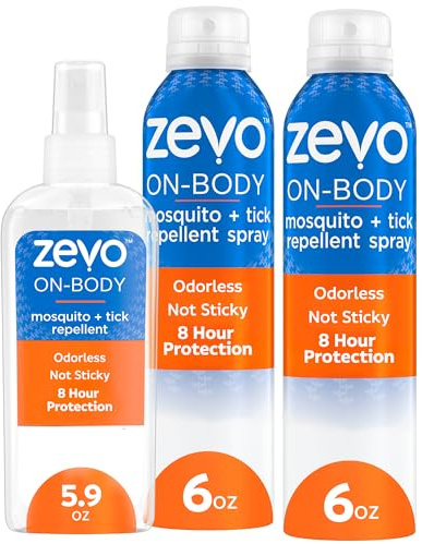 Zevo On-Body Tick & Mosquito Repellent Spray, 1 Pump & 2 Aerosol Bottles