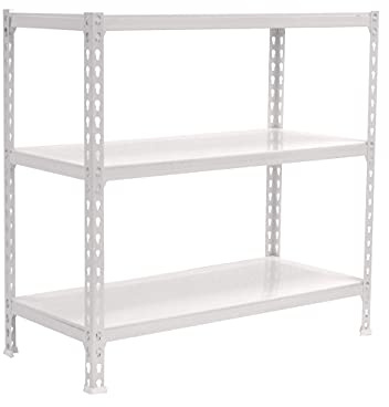 PROREGAL Schwerlastregal Baby Metal Shark | HxBxT 90x110x40cm | Fachlast 200kg | Weiß | Regal Standregal Werkstattregal Lagerregal Kellerregal