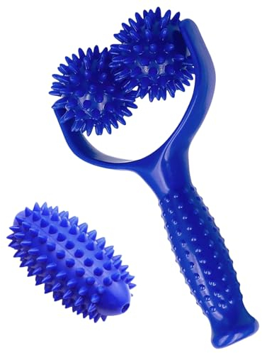 Sporgo 3 Massagebälle Massage Roller: Massageroller mit 3 Igelball Massageball, Auswechselbare Massagerollen mit Griff, Massagegerät Fascia Ball, für Entspannen Sie die Arm, Bein und Rückenmuskulatur