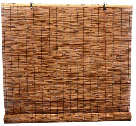 Bambus Rollo für Fenster und Türen Sonnenschutz Rollo Bambus Jalousie ohne Bohren 90x200cm 120x160cm 70x180cm Bambusrollo Seitenzugrollo Braun für Aussenbereich Balkon (Color : 75cm Breit, Size : 18