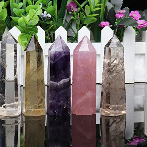 Wasserflasche Aus Naturkristall Edelstein-Wasserflasche Mit Edelsteinzentrum Quarz Kristall Punkt Reiki Heilung Obelisk Wand Elixier Energie-Wasserflasche Edelstein-infundierte Wasserflasche ( Color :