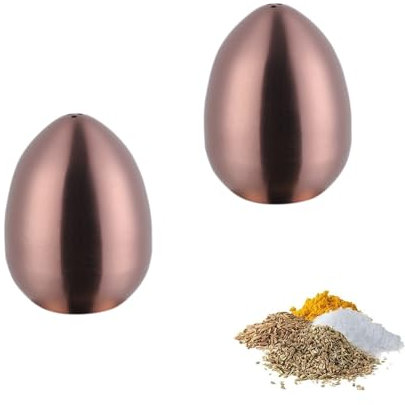 2pcs Egg Shape Spice Bottles Egg Shape Condiment Shaker Egg Shape Salt Shakers, Stainless Steel Egg Shape Pepper Shakers Egg Shape Spice Containers (Rose Gold)
