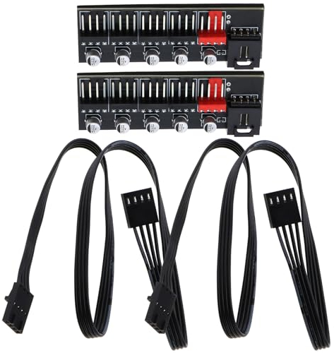 eMagTech 2pcs 5 Port PWM Fan Hub Splitter Speed Controller Adapter PC Fan Motherboard Cable or 4 Pin PWM Cooler Cooling Fan Computer Cables Connectors