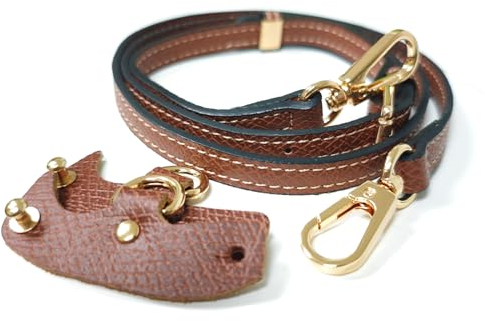 Schulterriemen aus Leder, Schultergurt für Taschen, longchamp Schultergurt(Cognac Farbe und Gold)