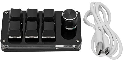 Pissente Einhändig Programmierbare Makro-Tastatur, 6 Tasten, MINIMakro, Mechanische Gaming-Tastatur, Einhändige Mechanische Tastatur, Programmierbare Tastatur mit (Black)