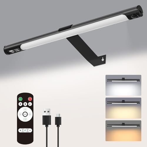 Bilderleuchte Kabellos mit Fernbedienung,Akku Wandleuchte mit Bewegungsmelder,3 Helligkeitsstufen & Timer,LED Wiederaufladbare Wandleuchte für Schlafzimmer, Flure, Galerien, Kleiderschränke.