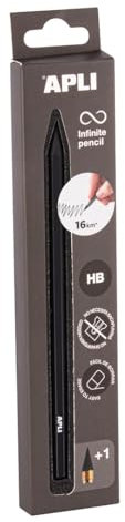 APLI 19828 - Unendlichkeitsstift mit schwarzem Schaft, Ewiger Bleistift ohne Tinte mit Nachfüllmine
