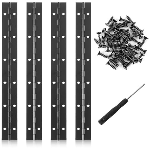 Bisagra Piano Inox 30 cm Bisagra con agujeros Bisagra de piano Tornillo incluido para puertas de gabinetes de pianos 4 piezas, con destornillador enviar