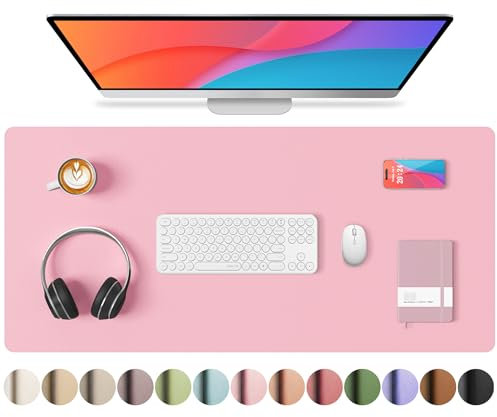 Tapis de bureau en cuir, long tapis de souris antidérapant pour bureau, maison et bureau, sous-main imperméable pour clavier et souris, rose sakura (35 x 60 cm)