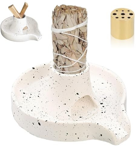 Ceramics Incense Burner Holder, 3 in 1 Sage Bundle Smudge Bowl, 4 inches Smudge Stick Burner Bowl Ceramics Incense Holder Burning Bowl, Smudging Plate for Palo Santo Sticks, Sage, Incense Sticks