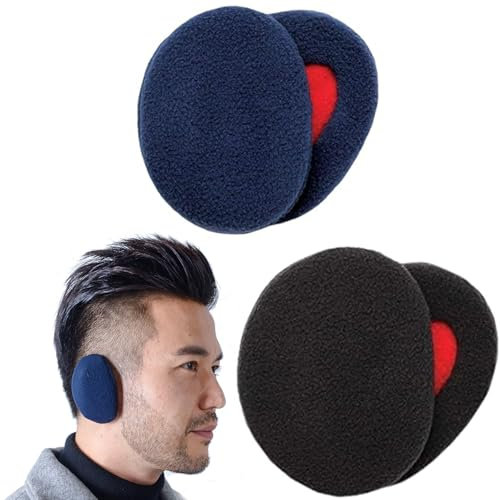 ARROMI 2 Stück Earmuffs Winterohrenwärmer, Ohrwärmer, Ohrenschützer, Ohrenschützer Winter, Ohrenwärmer für Männer und Frauen, Verdickte Warme Winter-Ohrenschützer (Schwarz, Tibetisches Blau) 