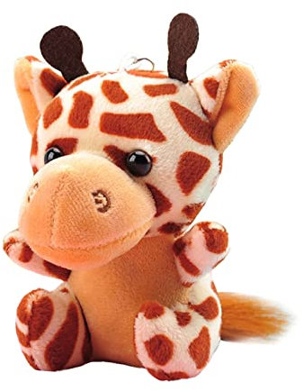 Petit Jouet en Peluche Amusant de Dessin Animé Faite à la Main Ensemble d'Animaux Forêt Mignon Mini Girafe en Peluche Réaliste Doux Pour Enfants Pendentif Petit Porte-clés Peluche (B,5×3×10CM)
