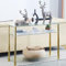 Gold Glass Console Table, Slim Hallway Table with Storage, Slim Tempered Glass Sofa Table with Gold Legs for Small Spaces, Living Room