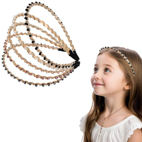 5 Pièces Bandeaux de Cheveux en Cristal, Serre-Têtes à Strass, Cheveux Strass Bande, Cristal Brillant à Perles Antidérapant Bandeau pour Femmes et Filles Danse, Fête, Vêtements de Tous Jours