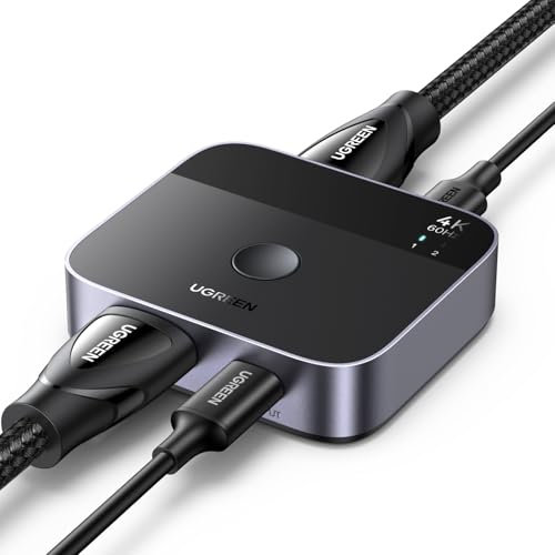 UGREEN 4K HDMI Switch 2PC USB C +HDMI Eingang 2X1 USB Splitter Einen Bildschirm anzeigen, Plug & Play, HD Audio Sync, ESD-Schutz für Laptop,TV Box/Stick,PC,PS5/4/3,Xbox 360/One