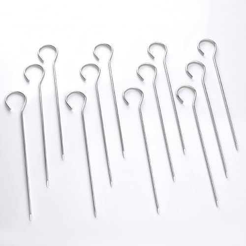 HONSHEN 5.75Flat Stainless Skewers,Metal Potato Skewrs,Short Barbecue, Needle Barbecue Skewers,Baking Rods,Corn on The Grill,Home Cooking,12 pcs (5.75 INCH Flat BBQ 12)