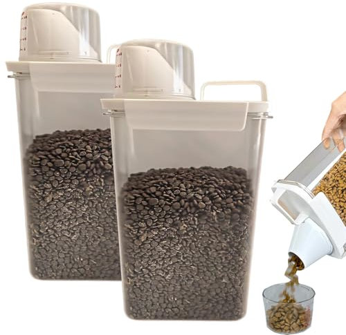 YQBFTC 2PCS 2300ml Hundefutter Aufbewahrung Futterbehälter für Haustiere,Futtertonne Hund mit Messbecher,Futterbox Hund,Vorratsbehälter mit Deckel für Hundefutter,Katzenfutter,Getreide,Körner,Reis