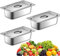 Lot de 3 Bac Inox Alimentaire avec Couvercle, Bac Gastro Inox Plat Maintien au Chaud Plats à Four, Récipients de Conservation au Chaud Plat four Avec Couvercle, pour Cuisine Restaurant